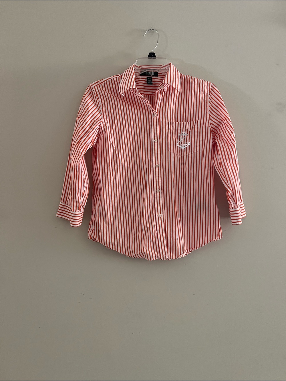 Vintage 1970’s Ralph Lauren Orange and White Striped Button-Down Shirt Blouse